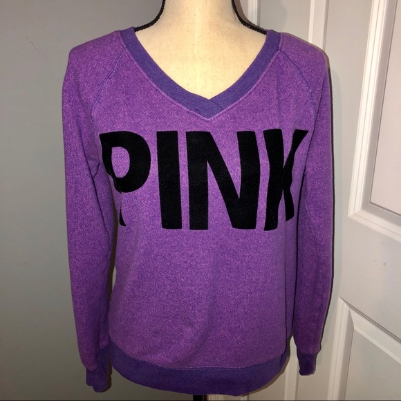 PINK Victoria's Secret Tops - PINK Victoria’s Secret V-Neck Purple Sweatshirt